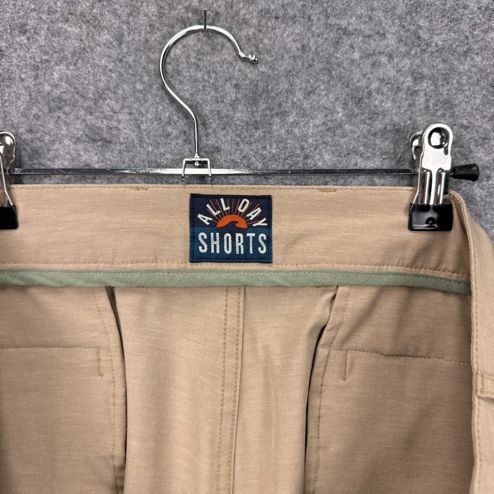 Faherty All Day Shorts Mens Khaki Tan Hybrid Boardshorts Stretch Quick Dry‎ 38